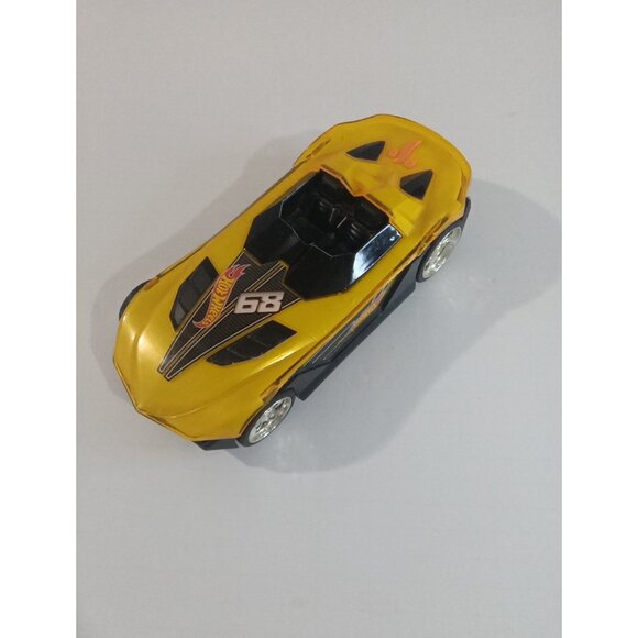 Hot Wheels Yellow Electronic Car 68 Black Silver Wheel - Light Up Sounds & Motor - Picture 11 of 16